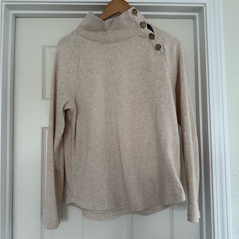 J. Crew Cream Mock Neck Sweater with Button Accents